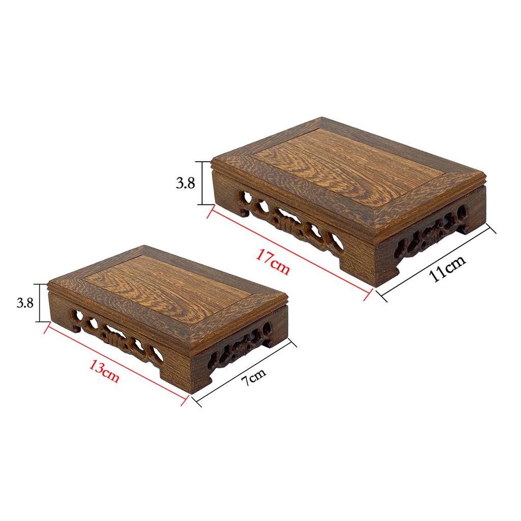 Rectangular Wooden Display Stand Carved Wood Antique Furniture Base for Showcasing Collectibles Crafts Decoration Ornament