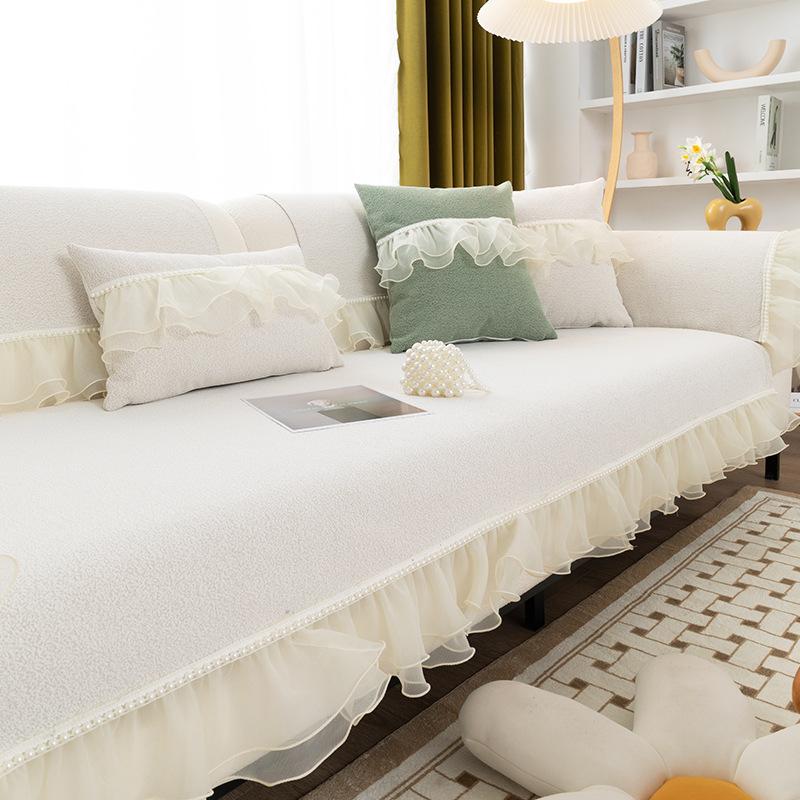 Sofa Cushion Four Seasons Universal Non-Slip High-Grade Cushion Minimalist Modern Fashion Lace Edge Sofa Cover