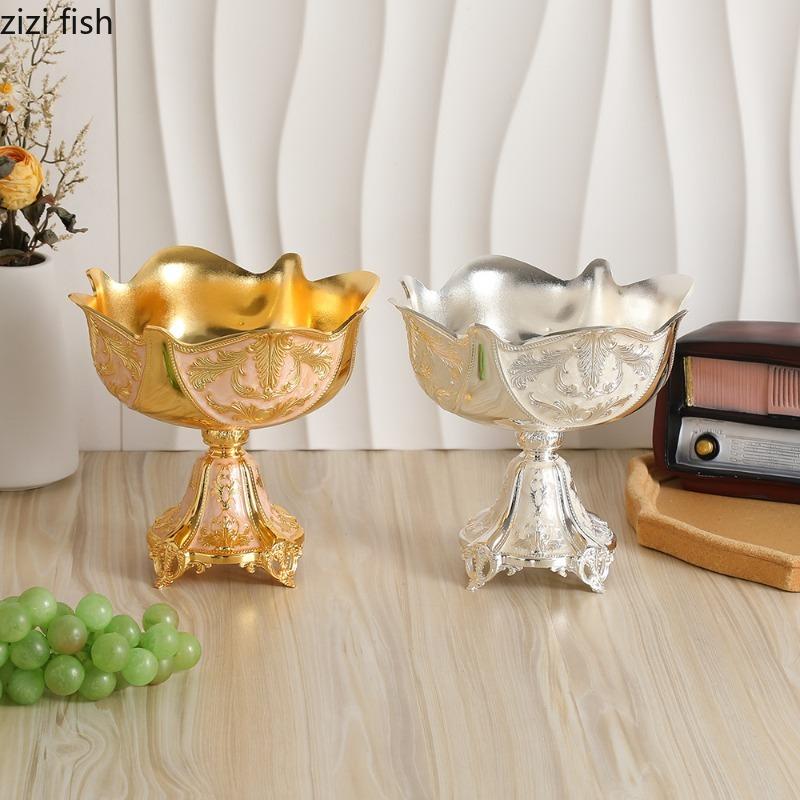 Vintage High Footed Fruit Plate Ornament Dessert Bowl Goblet Ice Cream Bowl Pastry Plate Snack Bowls Dim Sum Dish Candy Tray