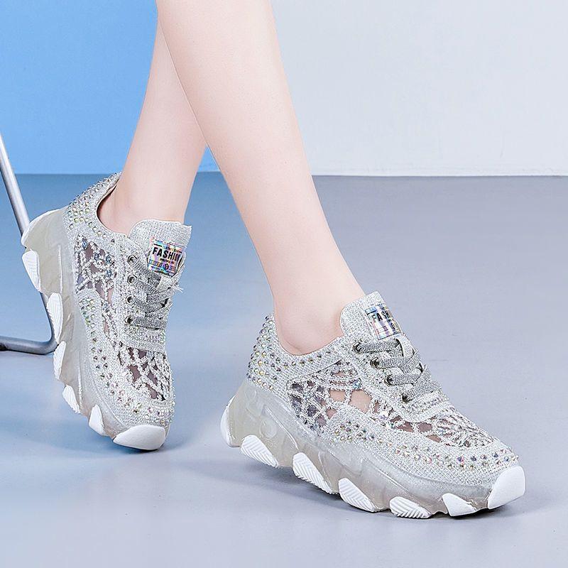 New Summer Lace Cool Women Casual Shoes 2025 Sheer Sheer Embroidery Mesh Breathable Sneakers Outdoor Lightweight Vulcanize Shoes