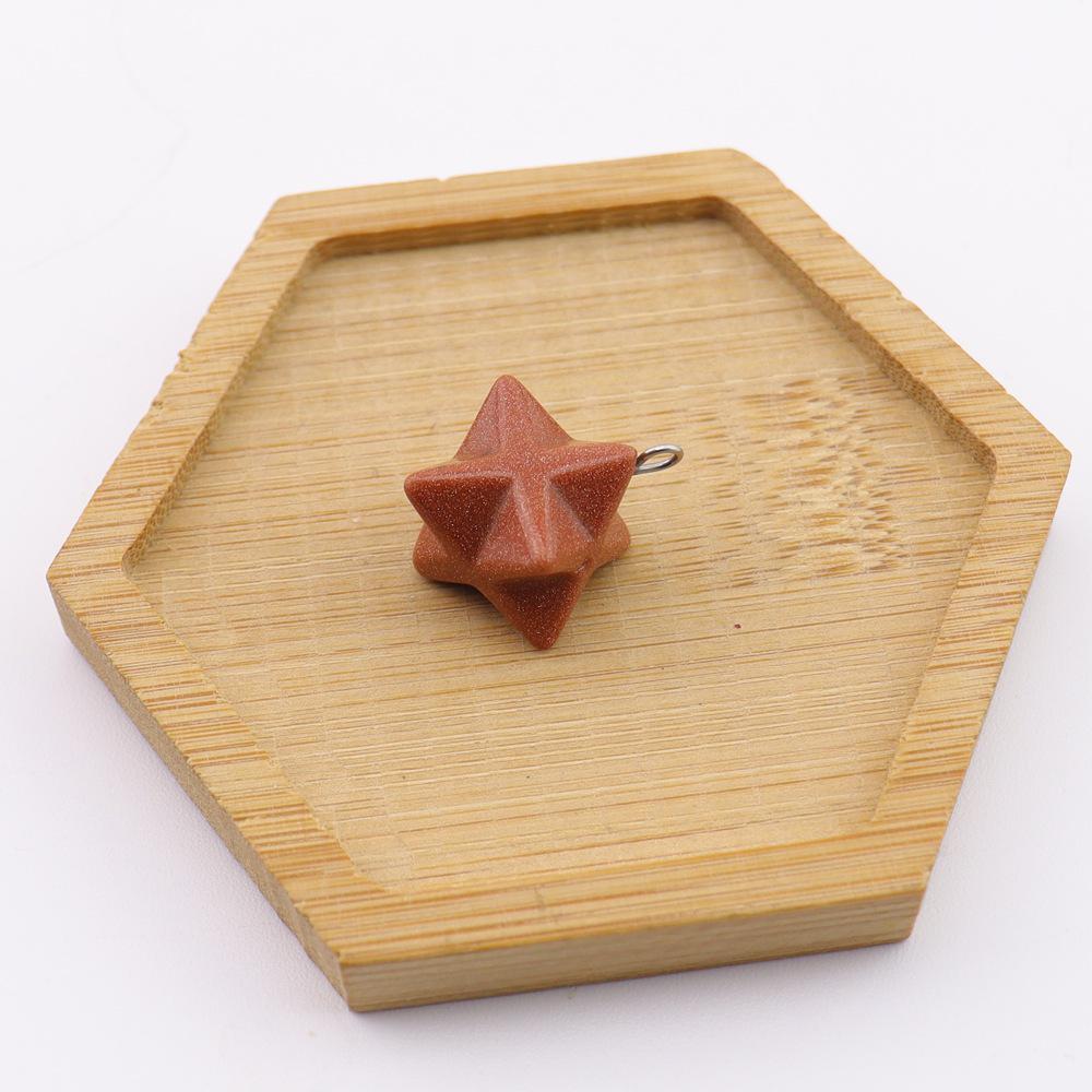 24mm Natural Agate Amethyst & Rose Quartz Hexagram Pendant