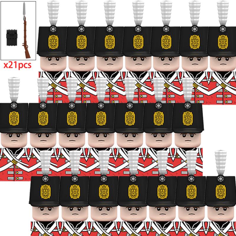 

21 шт. Военные Средневековые Солдаты Пираты Фигурки Армия Шотландский Фузилер Конструкторы Оружие Кирпичные Игрушки