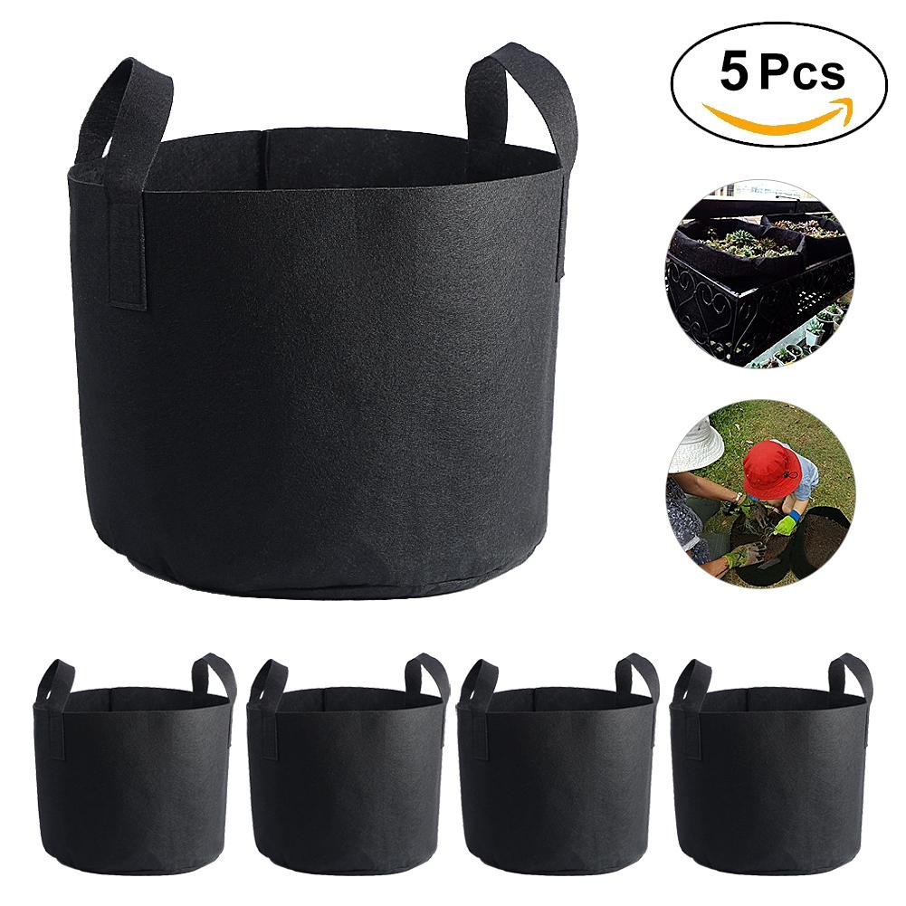 Black Plants Growing Bag Vegetable Flower Aeration Planting Pot Container (7 Gallon 30 X 35cm)