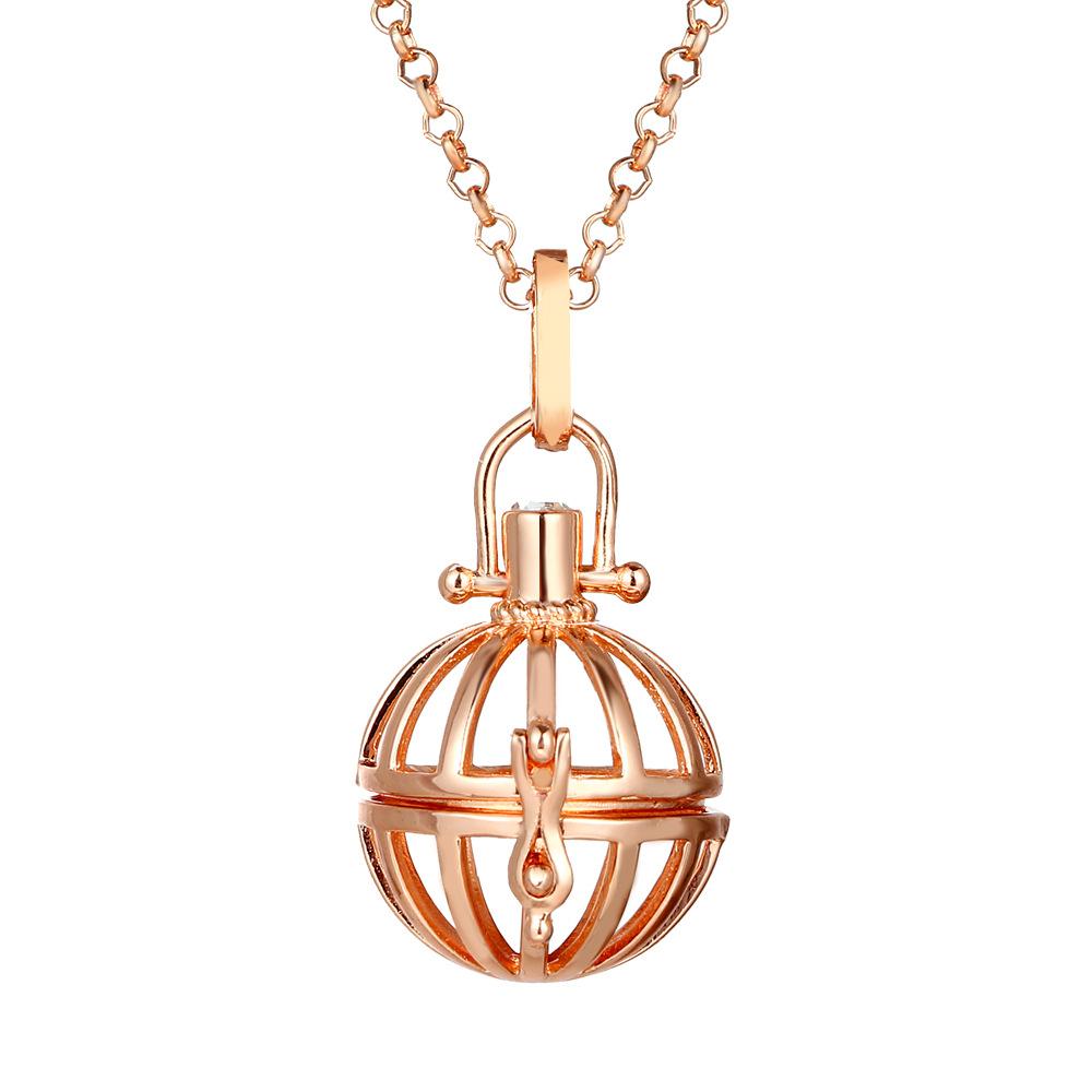 Mexico Chime Two-Color Feather Caller Locket Piano Ball Necklace Essential Oil Diffuser Perfume Musical Pendant New Jewelry