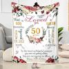 50th Birthday Floral Wreath flannel,Lightweight,Flannel Blanket,Comfortable Blanket, Sofa Blanket, Gift blankets,Holiday Gift Blanket Blankets