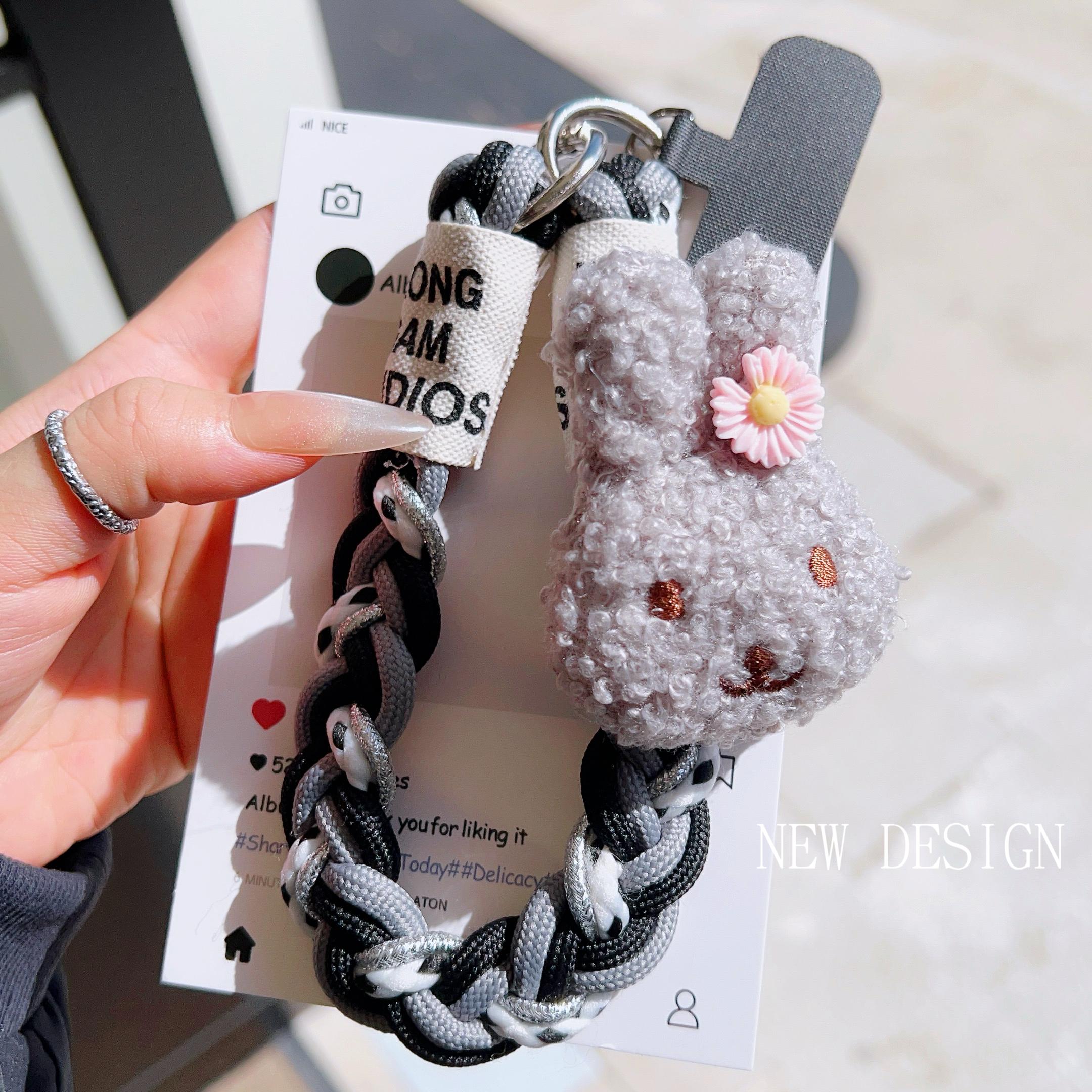 

Fashionable Woven Mobile Phone Lanyard, Wrist Short Rope, Cartoon Plush Toy Decorative Pendant, Universal Anti-Drop Rope Polyester / Nylon