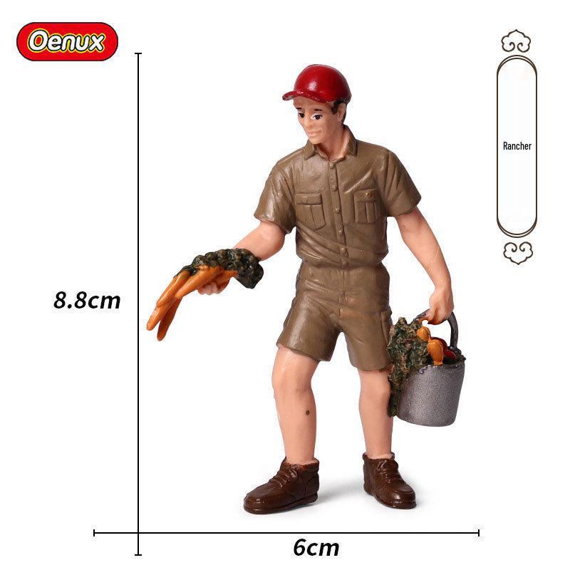 Plastic Farm Figures: Farmer, Woman, Ranch Worker, Police