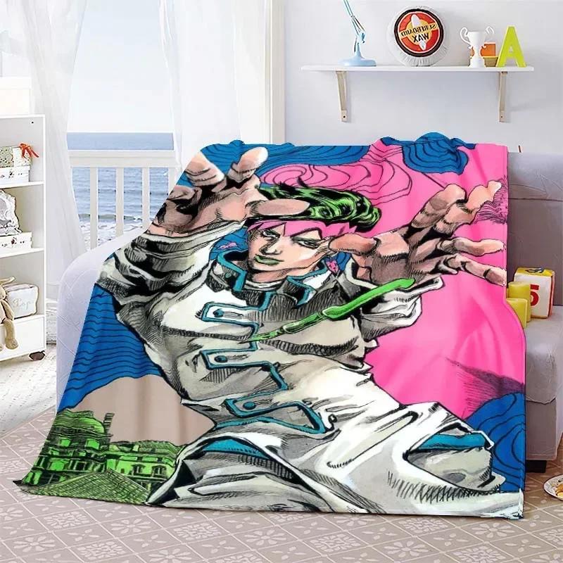 Summer Blankets Sofa Bedspread Couch Home Living Room Decor Anime JoJo Bizarre Adventure Print Flannel Throw Blanket Soft Warm