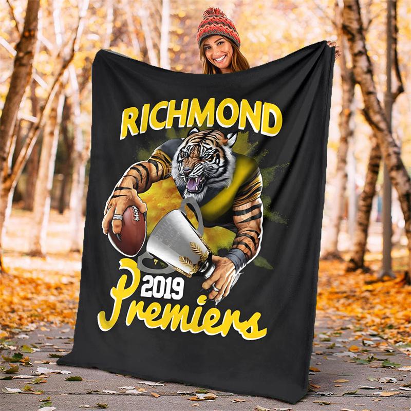 Richmond Tigers Flannel Blanket Soft All-Season Throw, Design for Camping, Car Travel, Hiking Sofa, Bed, Office Perfect Gift for Parties