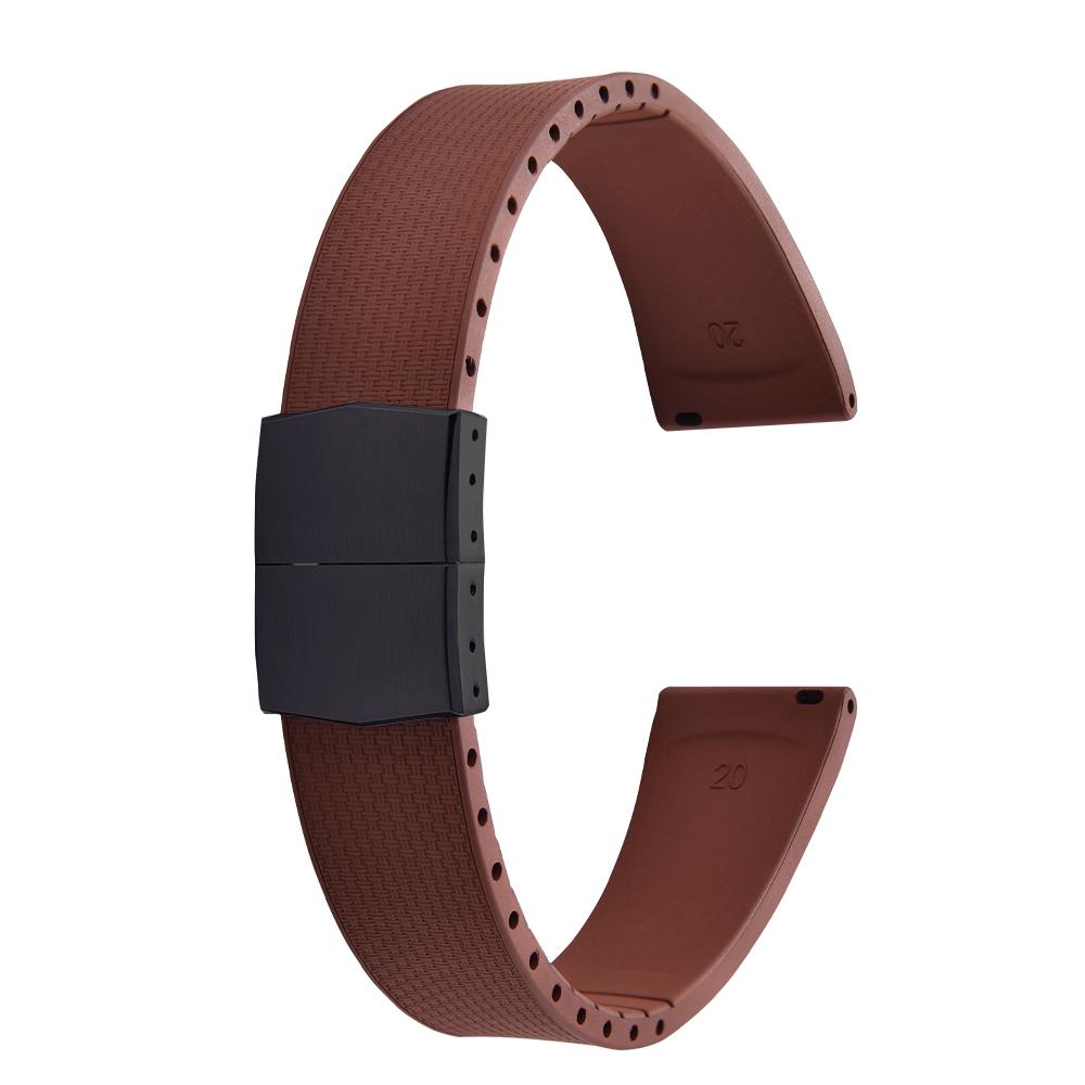 20mm Delugs CTS FKM Gummi Uhrenarmbänder mit 4 Farben Schmetterlingsschließe Einzigartige Textur Schnellverschluss Uhrenarmband für Markenuhr