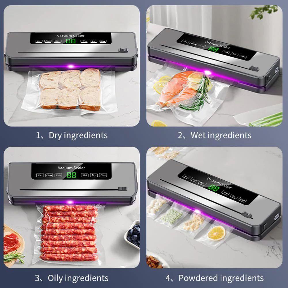 with 10 Seal Bags Vacuum Sealing Machine LED Display Vacuum Packaging Machine  Kitchen
