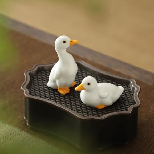Handmade ceramic white duck ornament