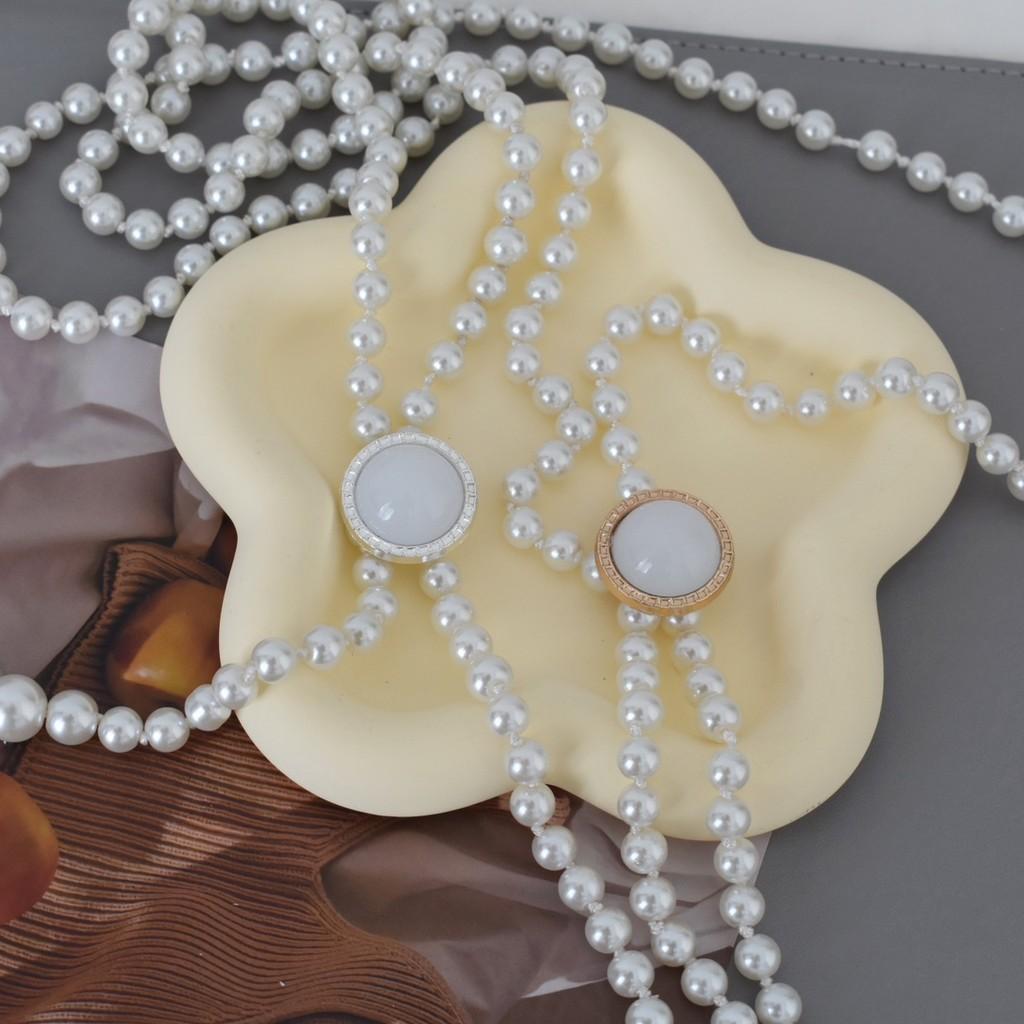 Elegant White Pearl Waist Belt For Women Ideal For Dresses And Sweaters With Decorative Features