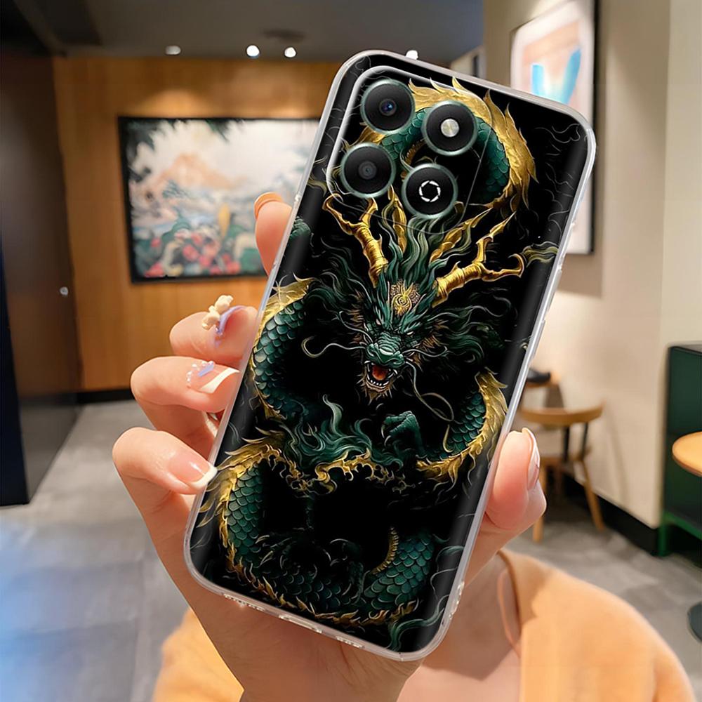 Honor X6B Kılıfı Sevimli Panda Şeffaf Arka Kapak Honor X6b JDY-LX1 JDY-LX2 İçin Şeffaf Silikon Tam Kapsama Telefon Kılıfı Coque