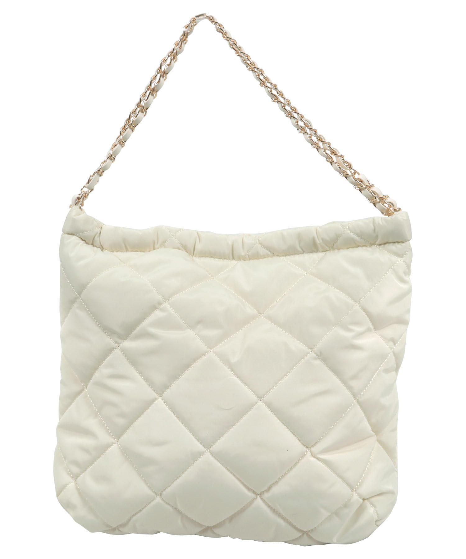 

Quilted tote bag with ladies large capacity Free [Kobe Lettuce] pouch, handbag, chain, A4, large, [B1578] size, off-white