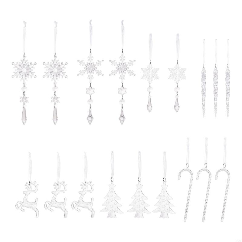 18 Pcs Christmas Ornament Christmas Tree Decorations Hanging Snowflake Elk Icicle Ornaments For Holiday Decorations China Mainland