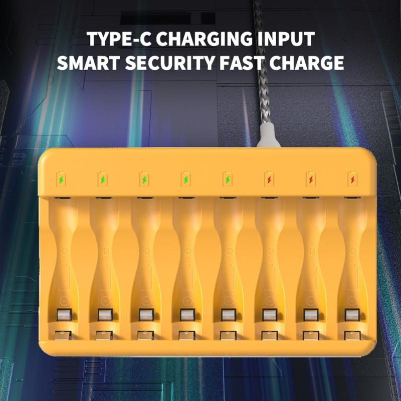 Intelligent LED Display Battery Charger With 8 Independent Slots For Batteries Batteries Disc Rechargeables