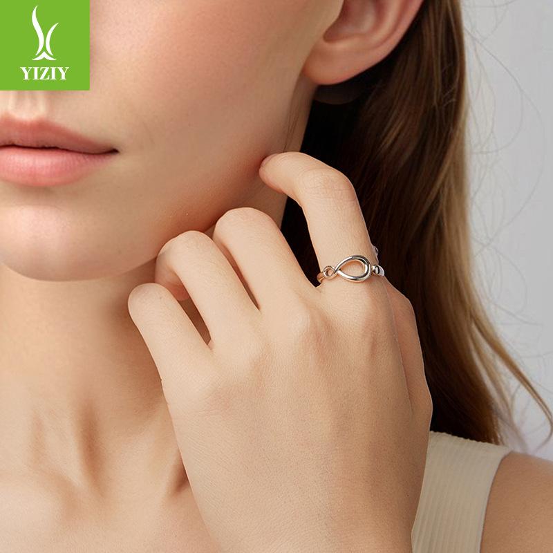 Minimalist Plain Silver Eternal Symbol Metallic Open Ring S925 Sterling Silver Line Ring