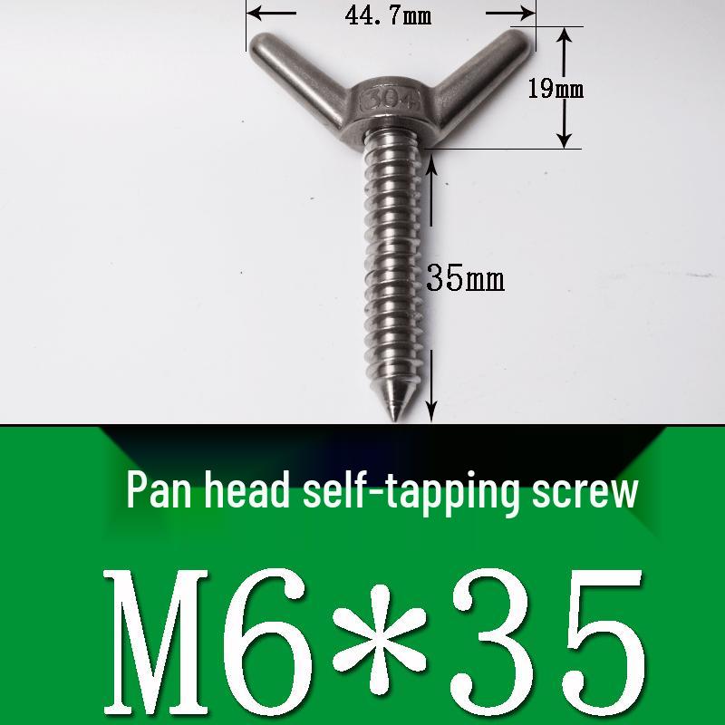 Stainless Steel 304 Eye Bolt, Self-Tapping Screw Eyelet, Butterfly Hand-Tight Self-Sheep Horn Nails