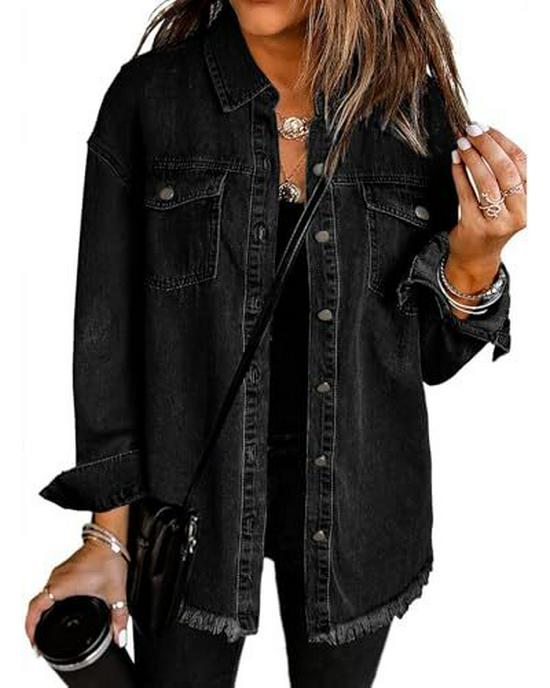 Women's Loose-Fit Brushed Denim Jacket