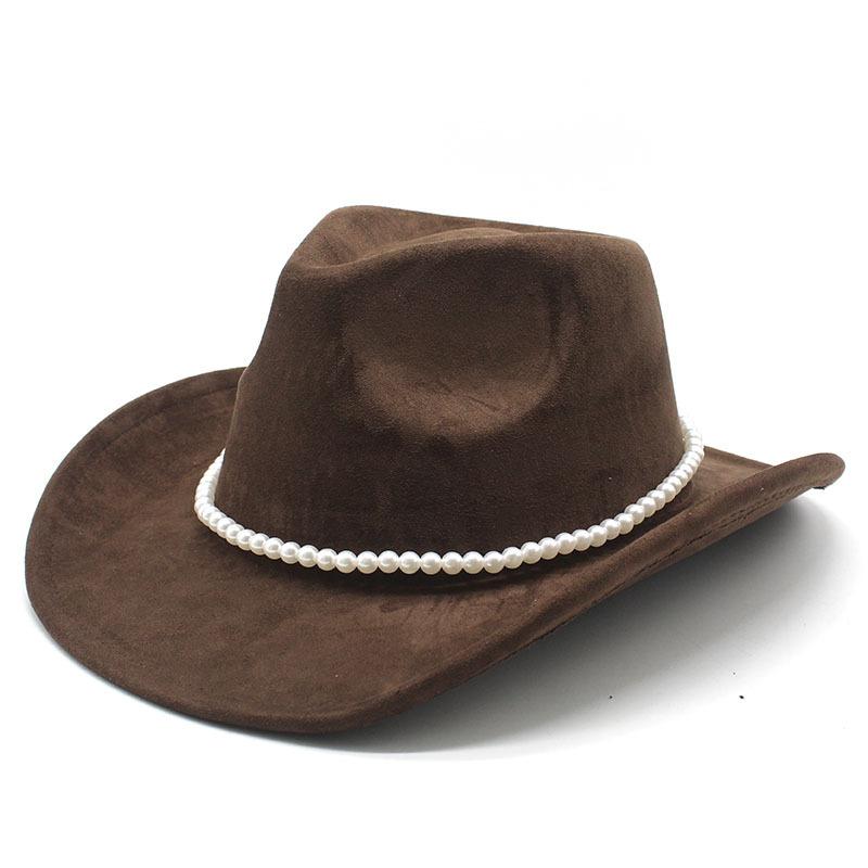 Vintage Pearl Western Cowboy Hat Men And Women, Tibetan Suede Jazz Hat, Top Hat