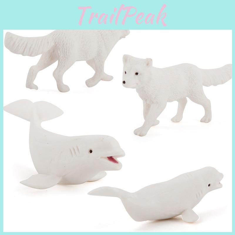 Simulated Bear Arctic White Fox Seal Whale Polar Animals Model Ornament Set