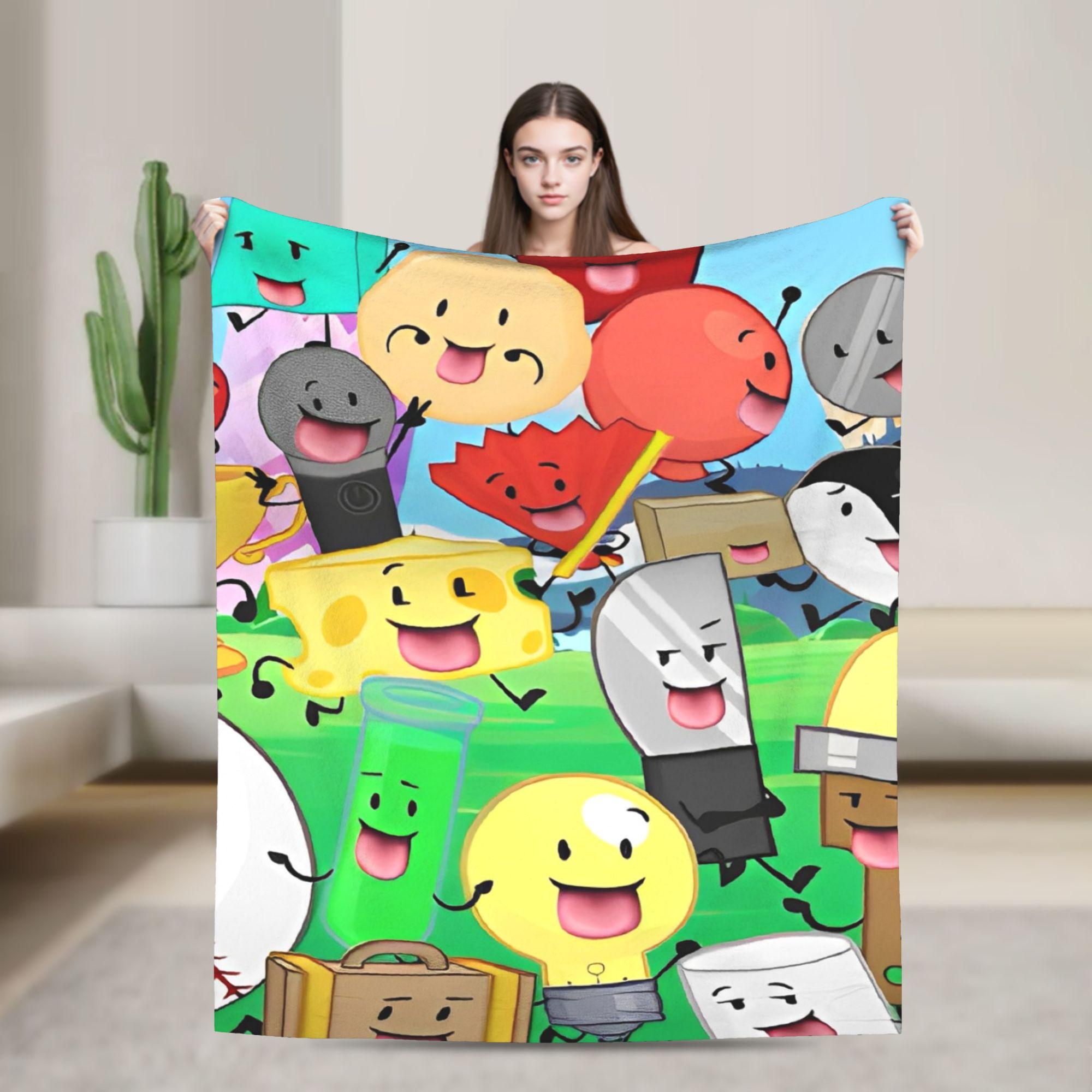 

Office BFDI Inanimate Insanity All Characters Bedding Throws Flannel Bedspread For Bedroom Fashion Sofa Bed Cover 50x60in