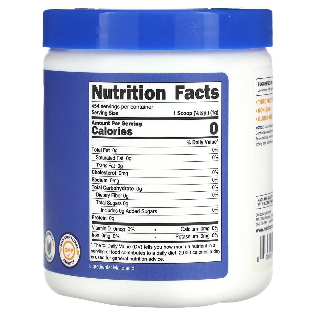 Apfelsäurepulver, Geschmacksneutral, 454G(1 Pfund)