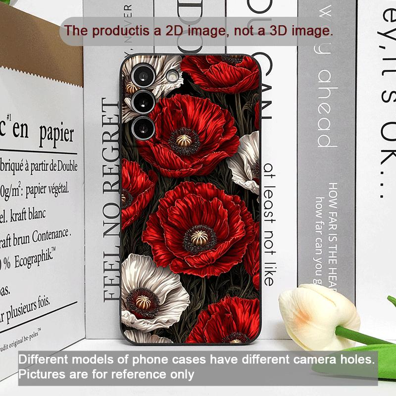 Retro Poppy Flower Bloom Hot Red Printed Phone Case for Motorola Moto Edge 50 Fusion 60 Stylus 40 30 Neo G75 G85 G84 G54 Covers