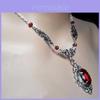 Victorian Gothic Necklace With Deep Red Glass Gem And Alloy Pendant For Women