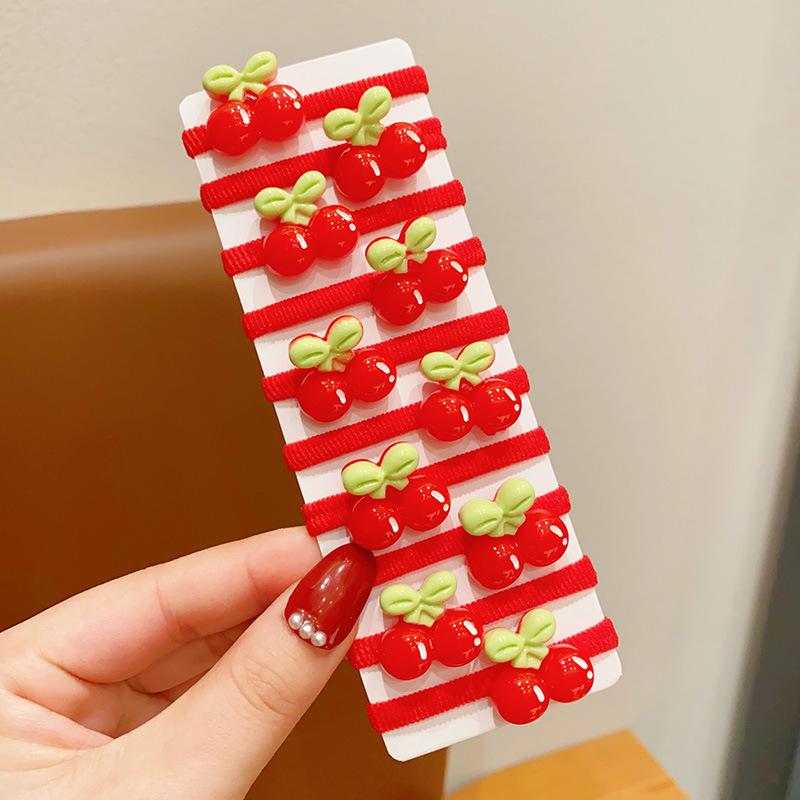 Cute Red New Year Children's Hair Ties - Non-Damaging Festive Elastic Bands for Girls