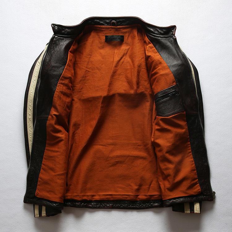 ANGEL British old retro first layer Ami Kaji cowhide leather jacket men's heavy wash stone grinding leather jacket