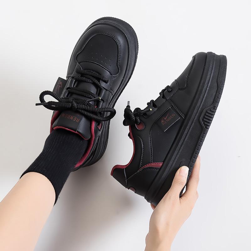 Women's shoes little white shoes women's new autumn breathable shoes casual versatile board shoes leather surface thick sole heightening shoes women