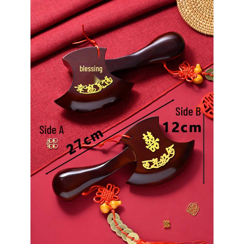 Peach Wood Deep Red Axe Pendant: Wedding Blessing for New Home & Bed-Pressing Ceremony