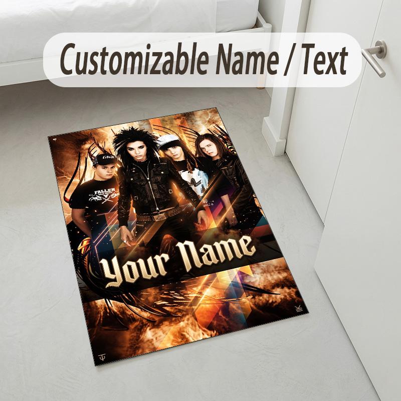 Personalized Crystal Velvet Carpet,Tokio Hotel Custom Printed Name, Plush Area Rug For Home Indoor Decor