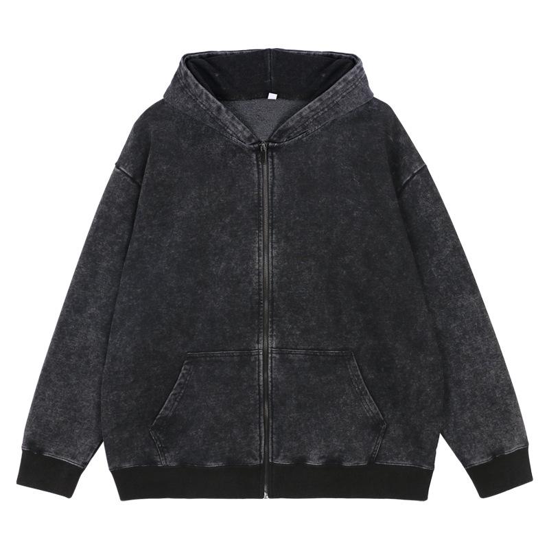 Men's Washed Vintage Cardigan Hoodie - Autumn/Winter Trendy Ins Retro Style