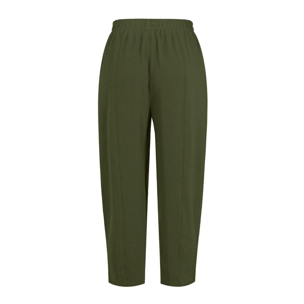 Pants For Women Casual Solid Summer Elastic Waist Loose Lightweight Drawstring  Trousers With Pockets