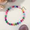 Womens Dopamine Color Round Beaded Natural Stone Clavicle Necklace