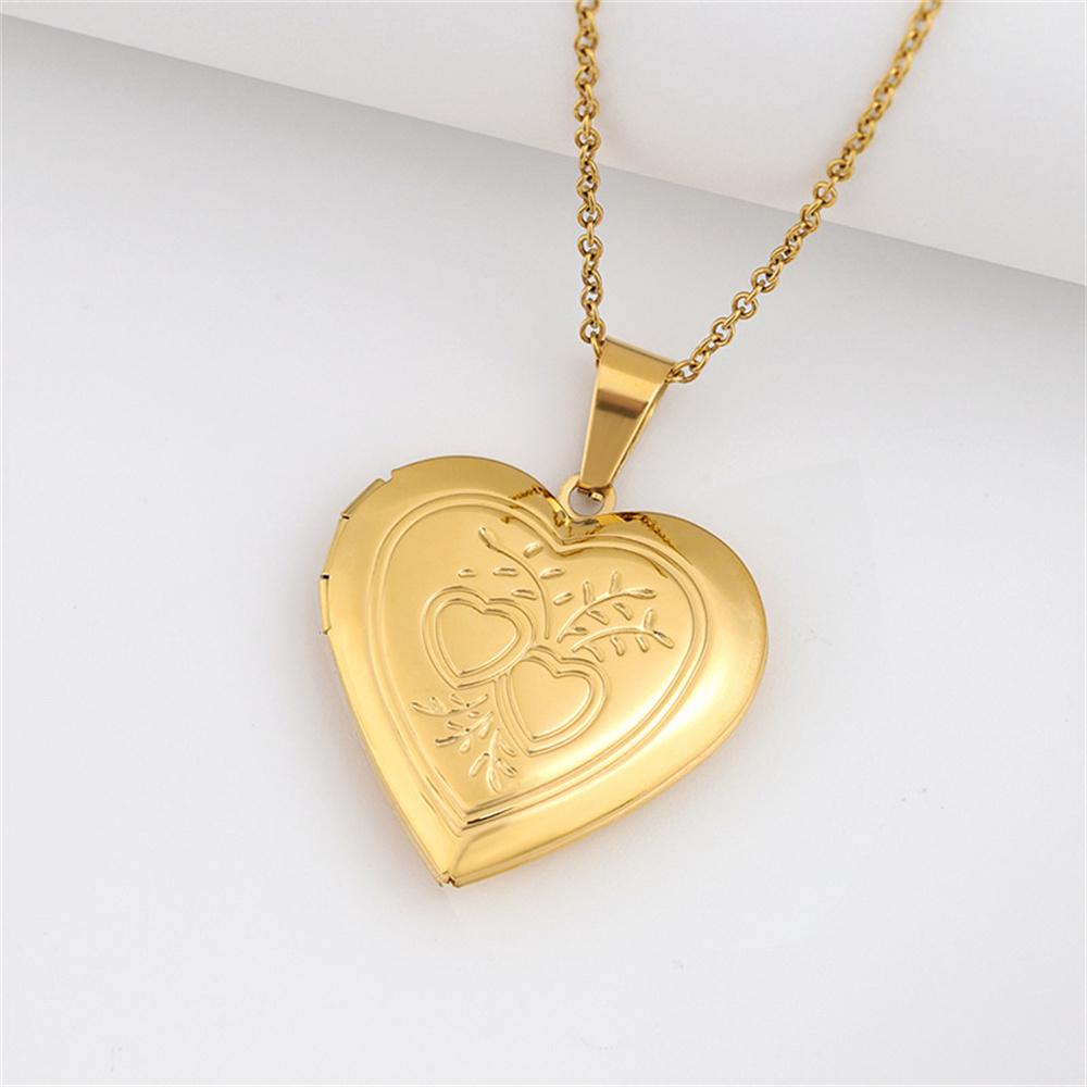 Romantisches Liebesherz Medaillon Anhänger Öffnungsfähig Goldfarbe Edelstahl Foto Rahmen Gedenk Halskette Für Frauen Schmuck Geschenk 2025