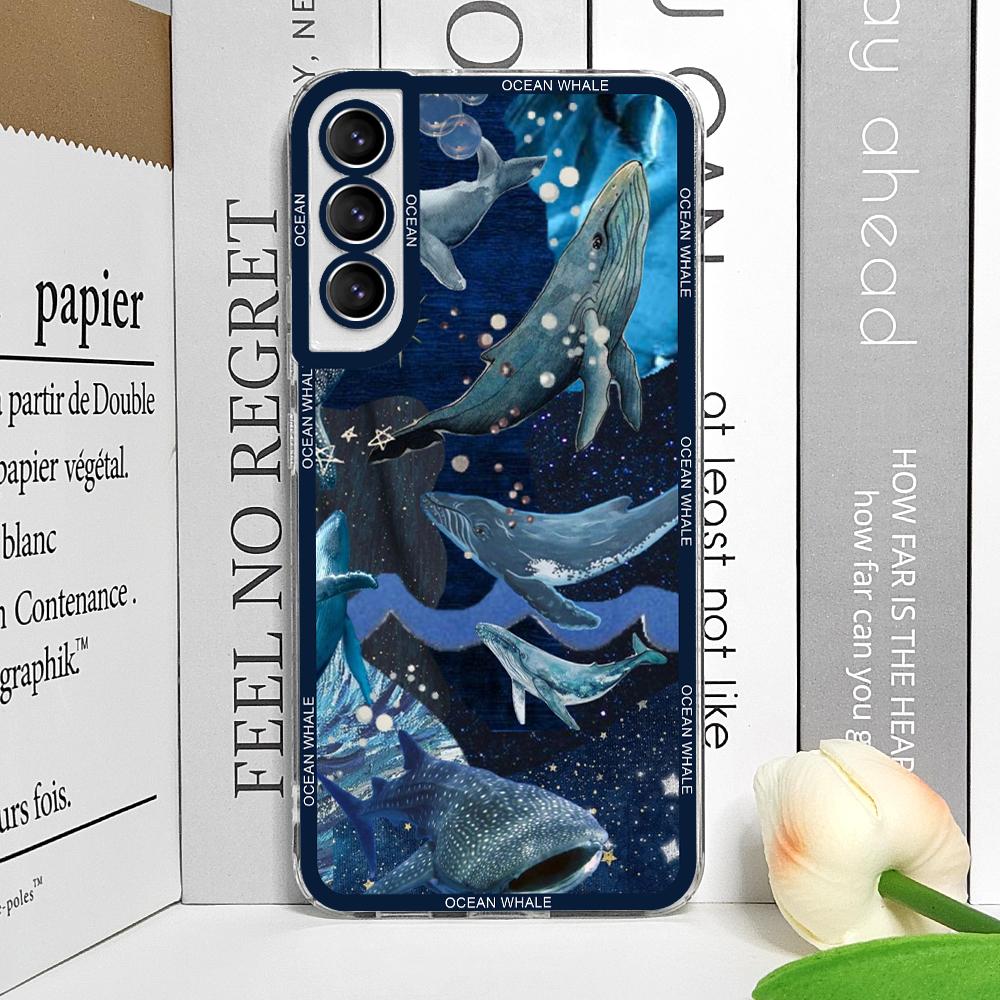 

Ocean Whale Shark Swimming Phone Case for Samsung Galaxy S25 S24 S21 FE S22 Plus S23 Ultra 5G Soft Clear Covers Aesthetic Fundas For Samsung S23