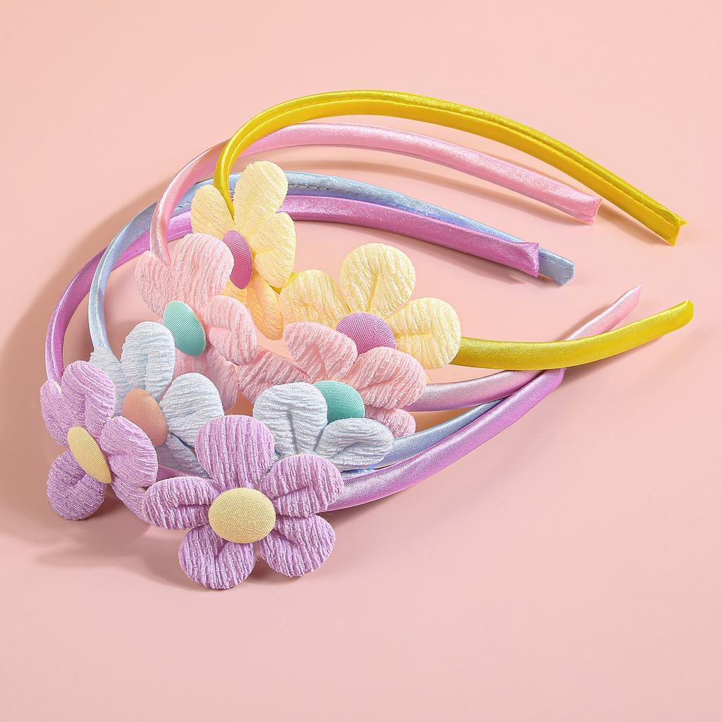 4/8pcs Flower Headbands for Girls Kids Girls Plastic Satin Hairbands Cute Flower Headband Children Hair Aceessories
