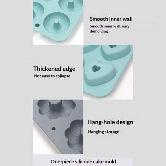 Silicone Cake Mold 3 Pcs Set Heart Shaped Cake Pan Non-Stick Easy to Clean Oven Microwave Freezer Dishwasher Safe