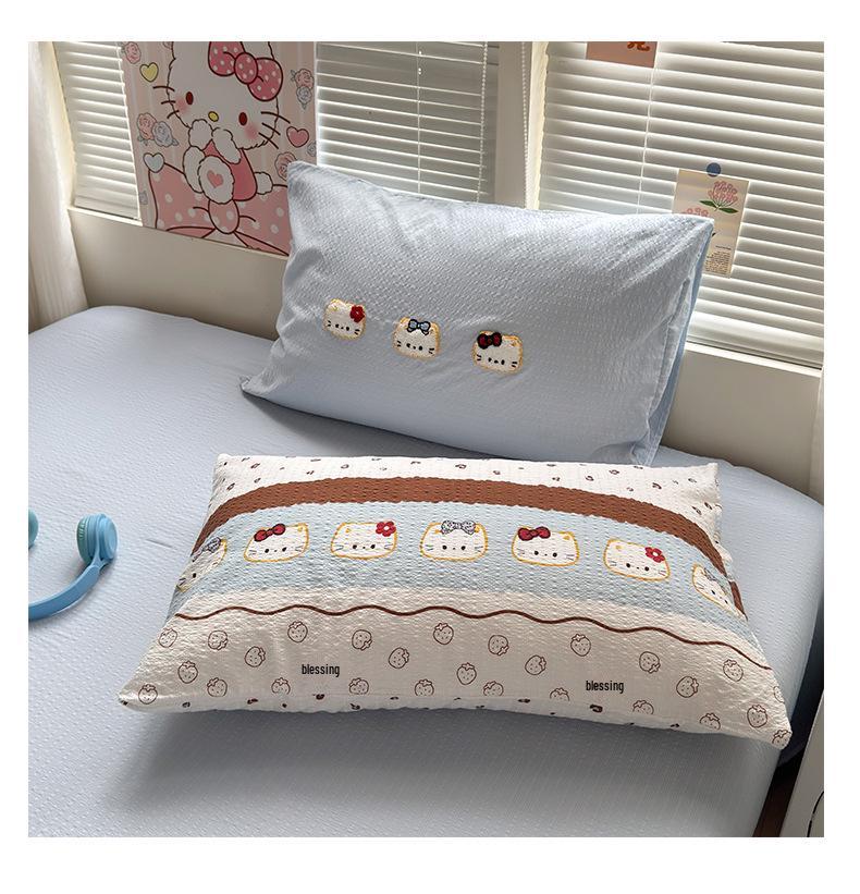 A-Class Mother & Baby 4-Piece Super Soft Puff Cotton Bedding Set: Duvet Cover & Fitted Sheet for Dorms