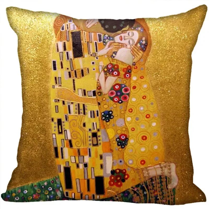 Benutzerdefinierte Kunstmuster Kissenbezüge Gustav Klimt Quadratischer Kissenbezug Weihnachten Reißverschluss-Kissenbezug 45*45cm(Eine Seite)