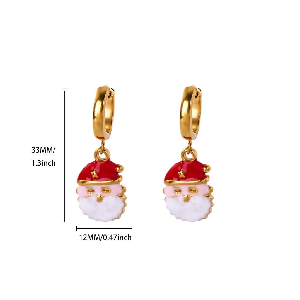 Stainless Steel Christmas Earrings Funny Christmas Hat Boots Crutch Santa Claus Earring Xmas Holiday Jewelry Gift For Women Men