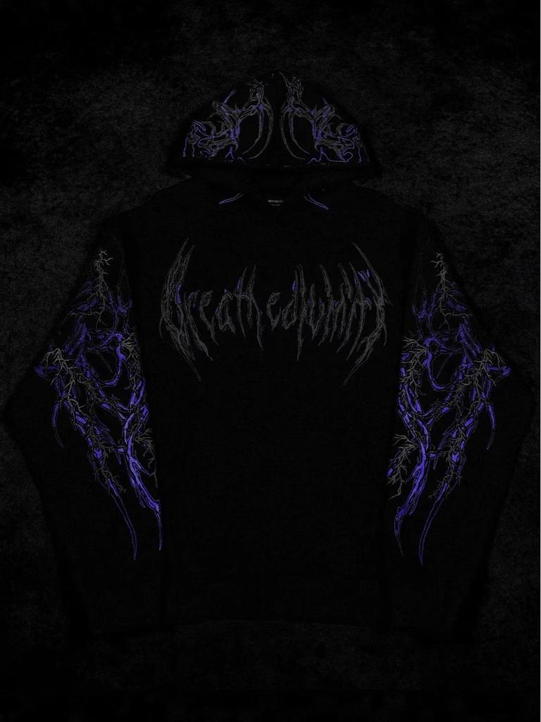 Men's Dark Style Hooded Sweatshirt with Magic Sword Print - Retro European & American Plus Size Streetwear.