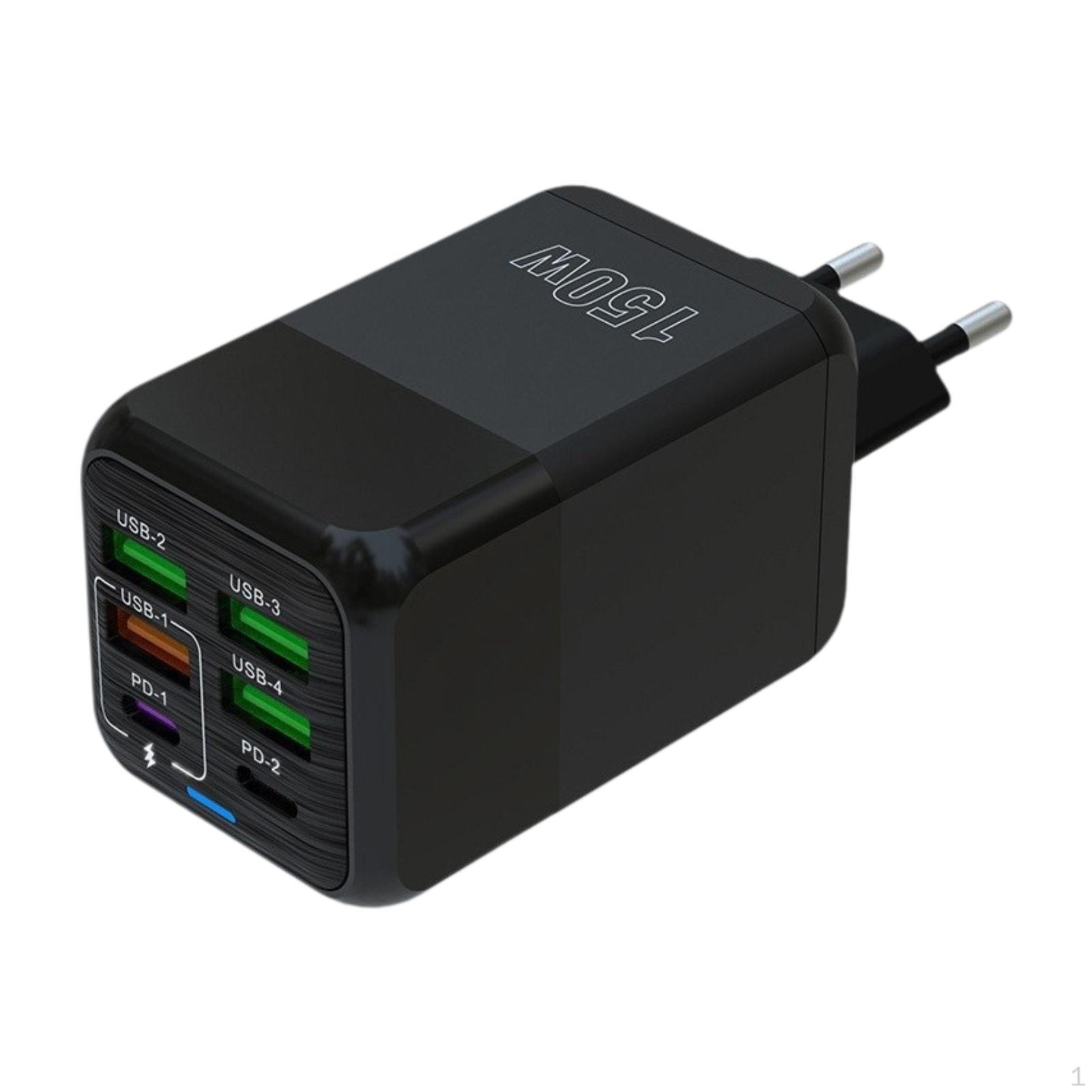 

Зарядное устройство USB C Портативная вилка 150 Вт для нескольких устройств Путешествия Белый чёрный