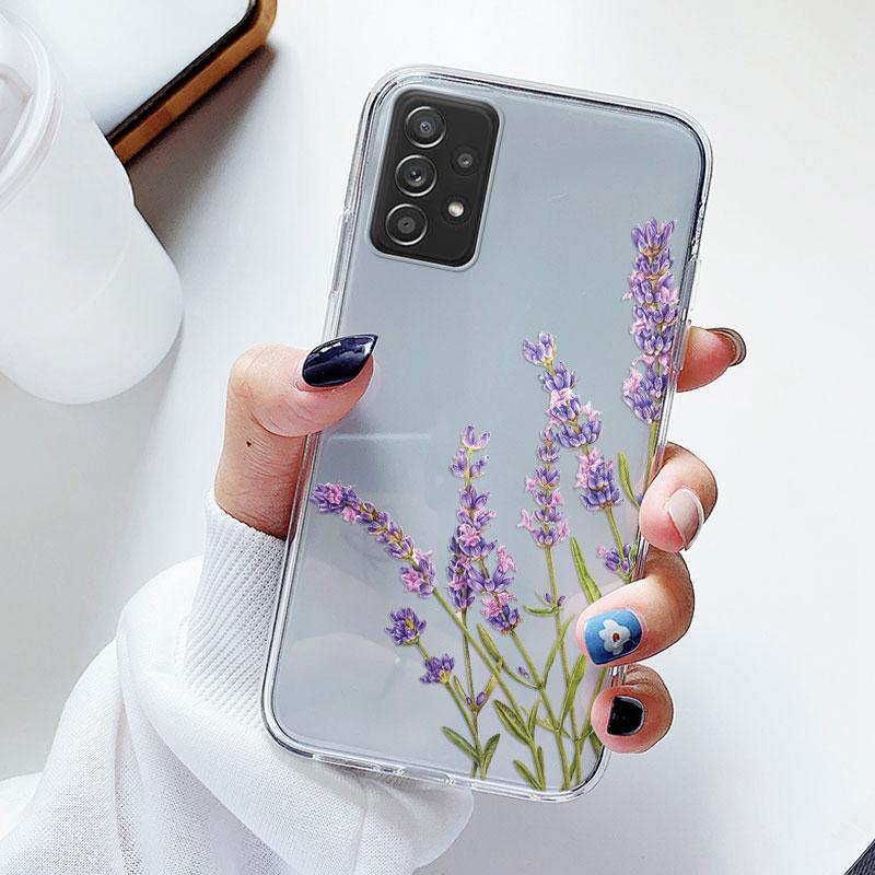Phone Case For Samsung A52s A52 Floral Silicon Cover For Samsung Galaxy A52 Fundas Coque Transparent Soft Capas Flower TPU