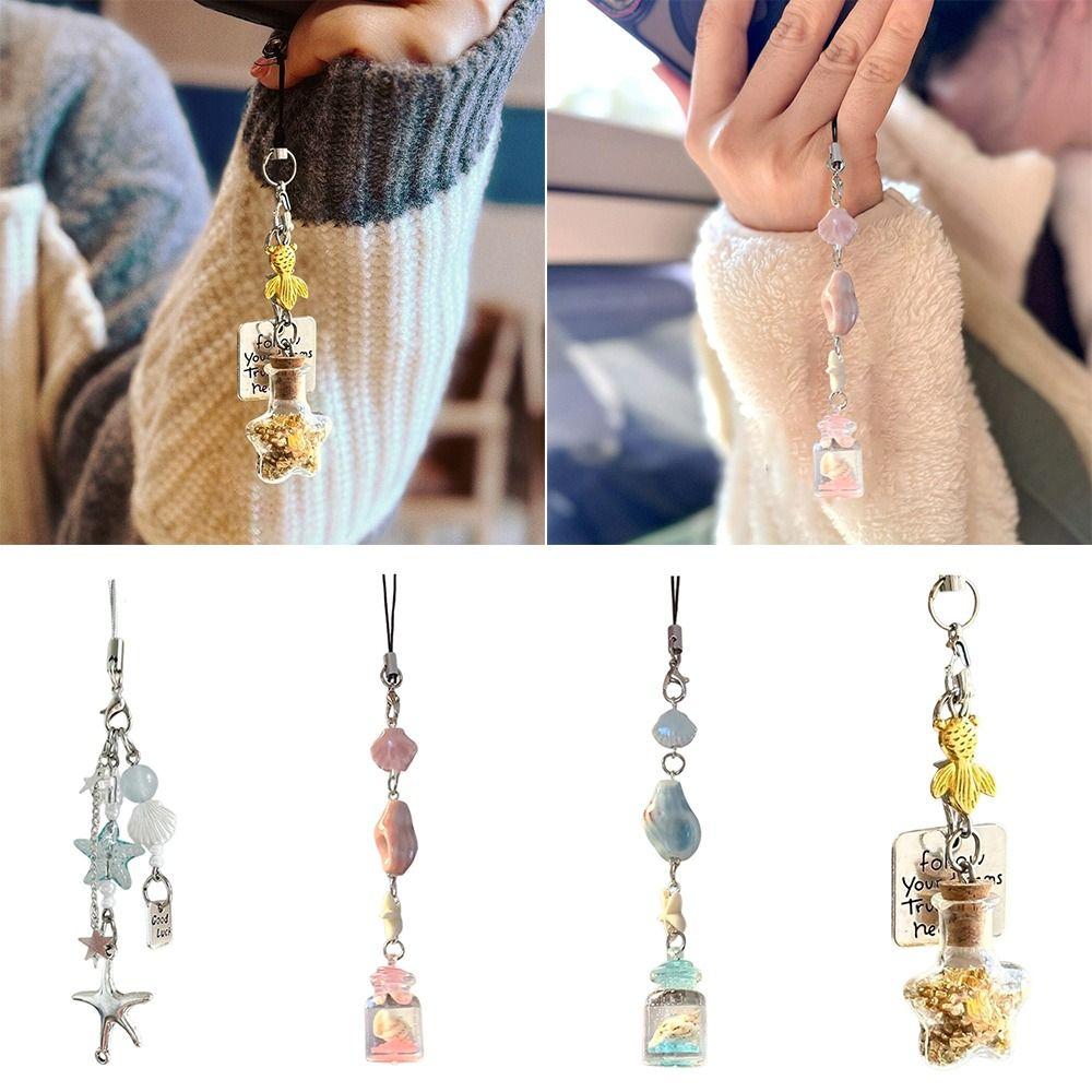 Cute Design Wishing Bottle Hanging Transparent Phone Chain Y2K Keychain Pendant Key Ornament
