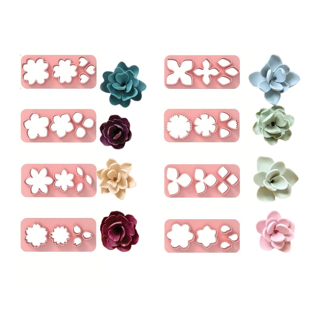 8PCS Floral Clay Molds Earring Making Molds For Handmade Earrings Jewelry Making With Reusable Silicone Petal Design